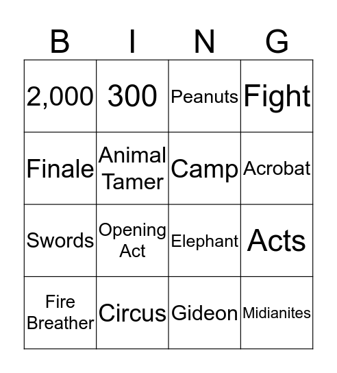 BIBLE BINGO Card