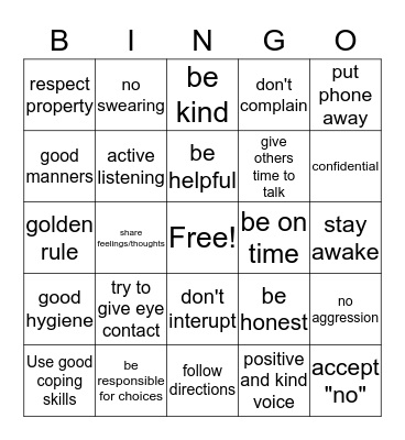 Getting Along in Group Bingo Card