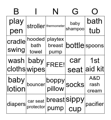 Terry's Baby Essential Bingo Card