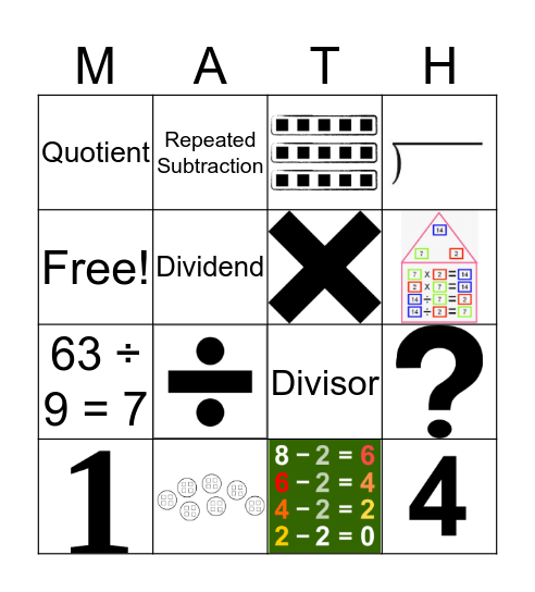 Division Math-o Bingo Card