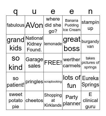 Queen of the Day Our Best Boss Bingo Card