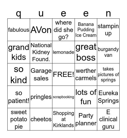 Queen of the Day Our Best Boss Bingo Card