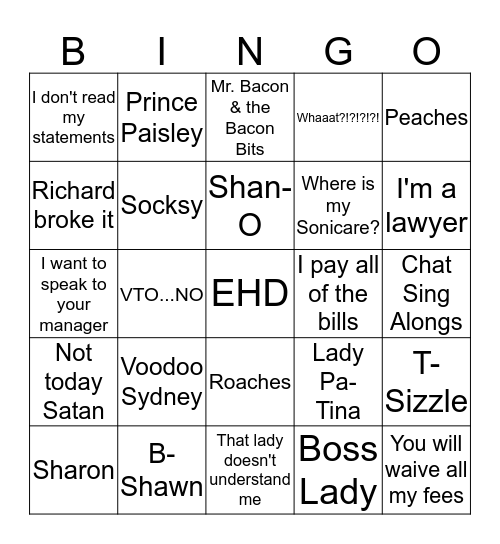 Twisted EHD Bingo Card