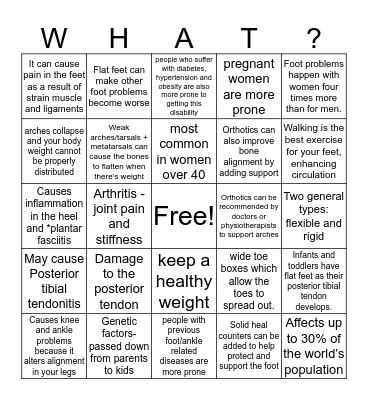 Flat Feet Bingo Card