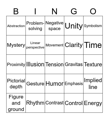2D Design Critique Bingo Card