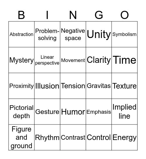 2D Design Critique Bingo Card