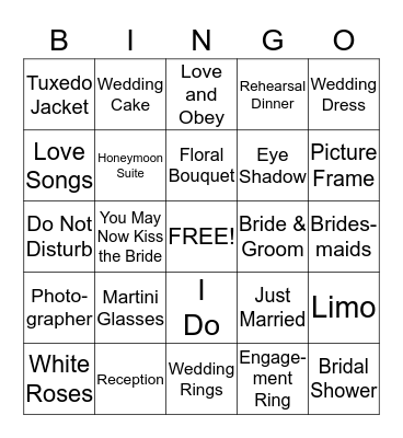 Bridal Shower Bingo Card