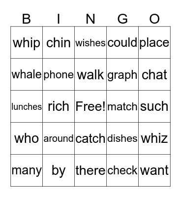 2.5 HFW/phonics, es endings Bingo Card