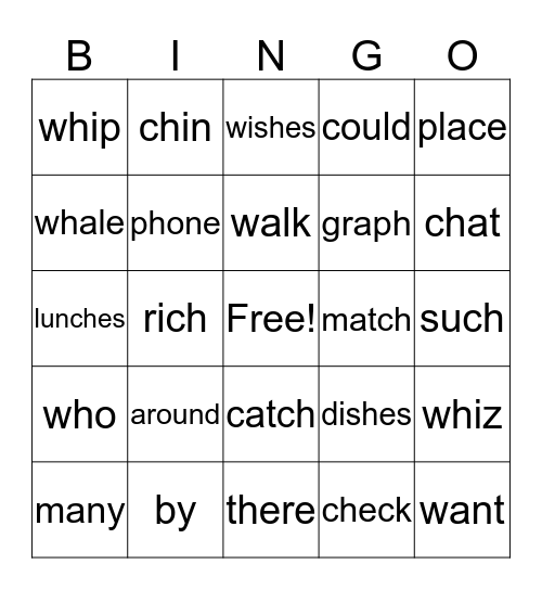 2.5 HFW/phonics, es endings Bingo Card
