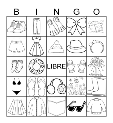 La ropa y las estaciones Bingo Card