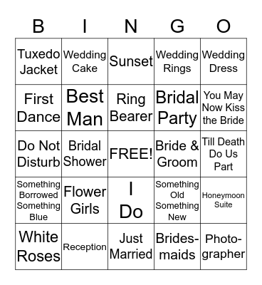 Bridal Shower Bingo Card