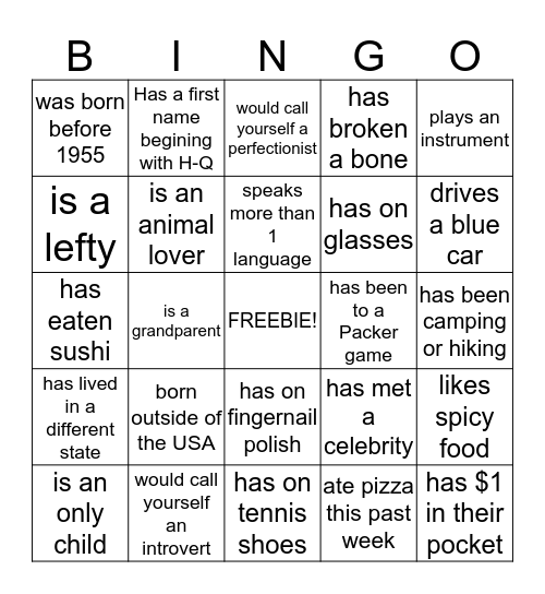 Employee Recognition  Bingo Card