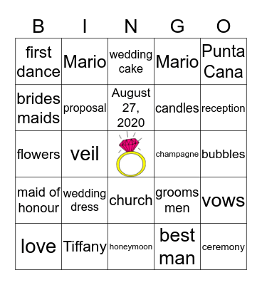 Tiffany's Bridal Shower  Bingo Card