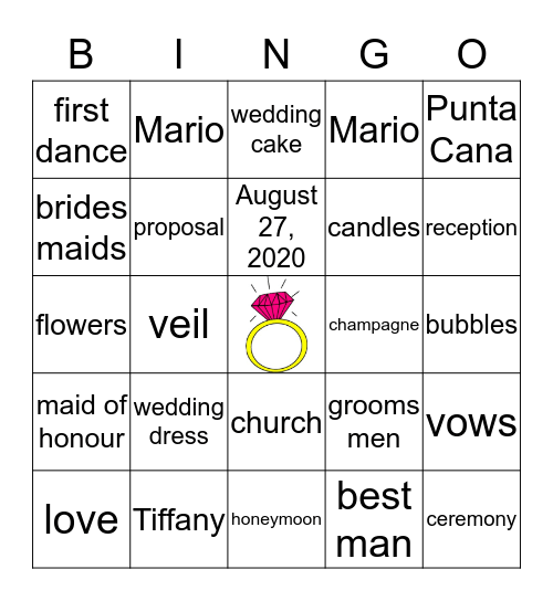 Tiffany's Bridal Shower  Bingo Card