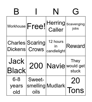 Worst Jobs in History--Victorian England  Bingo Card