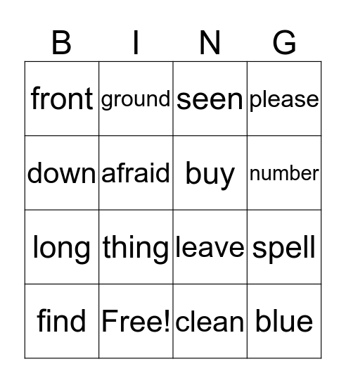WWW Bingo Card