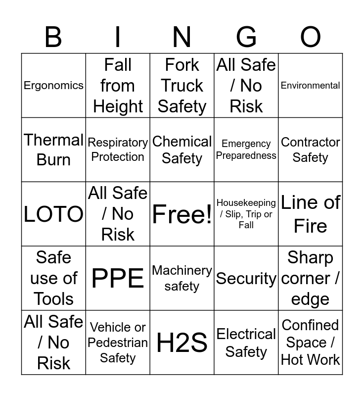 Devon EHS Bingo! Bingo Card