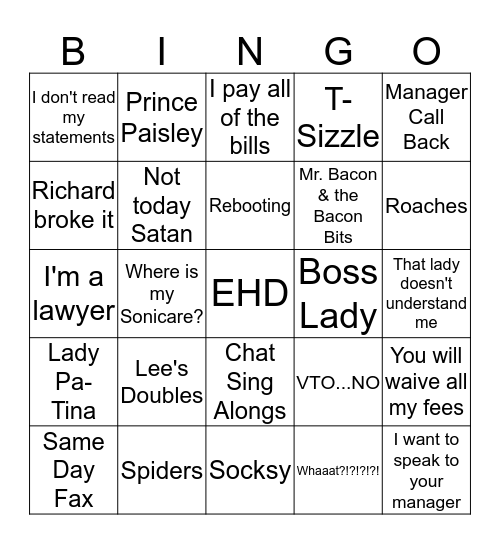 Twisted EHD Bingo Card