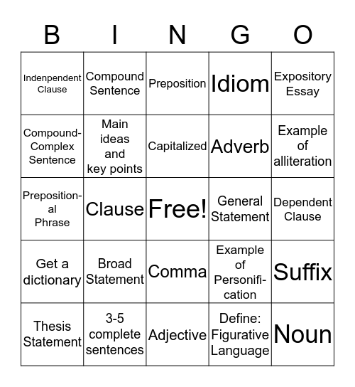 3rd Six Weeks Test Review Bingo! Bingo Card