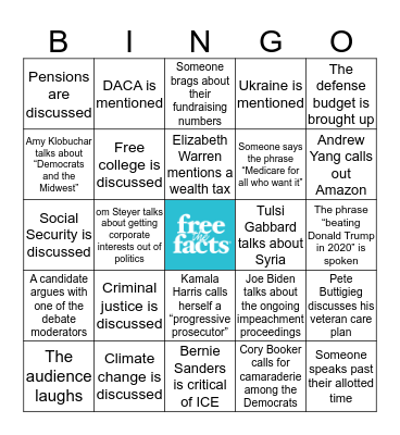 DEMOCRATIC PRIMARY FOUR WATCH PARTY Bingo Card