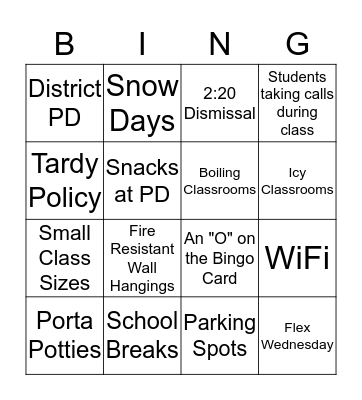 We are thankful for...Bingo Ed. Bingo Card