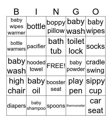 Terry's Baby Essentials Bingo Card