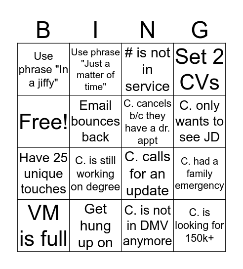 Blitz Bingo Card