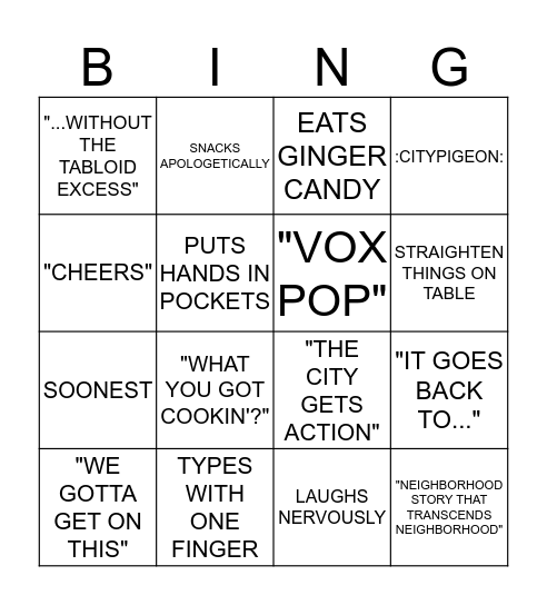 JERE-ISMS Bingo Card