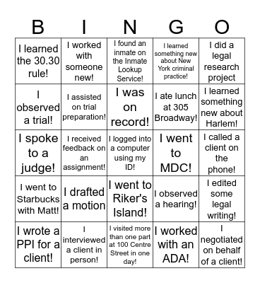 NDS Summer Bingo Card