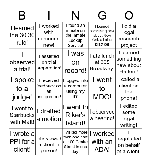 NDS Summer Bingo Card