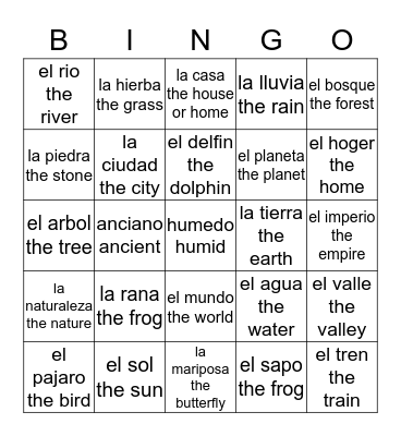 Peru Bingo Card