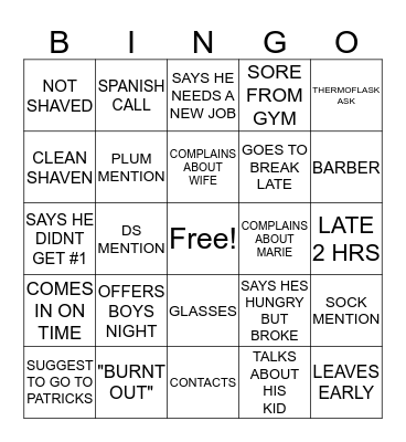 COMPLAINING GABE Bingo Card