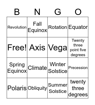 SEASONS SZN Bingo Card
