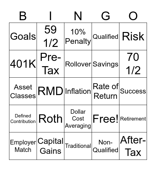 401K Bingo Card