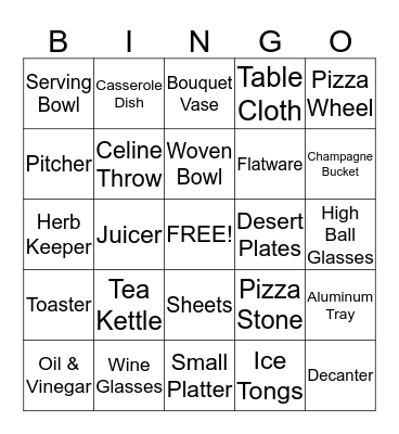 Lauren's Bridal Shower Saturday  April 26th, 2014 Bingo Card