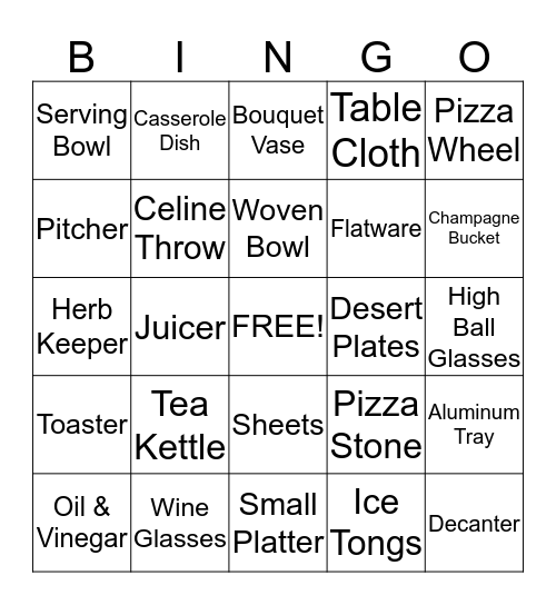 Lauren's Bridal Shower Saturday  April 26th, 2014 Bingo Card