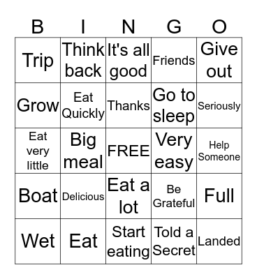 Thanksgiving Bingo Card