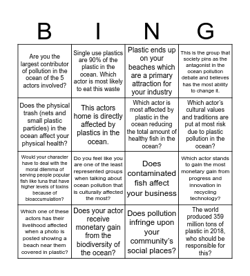 The Ocean Cleanup Project Bingo Card