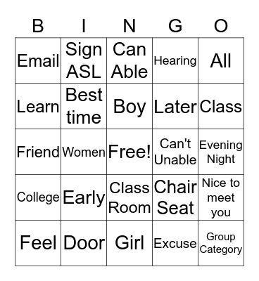ASL Week 3 Bingo Card