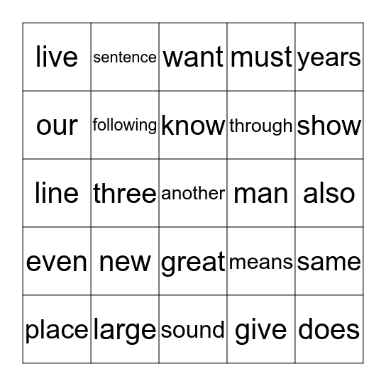 Sight Word Bingo (101-200) Bingo Card