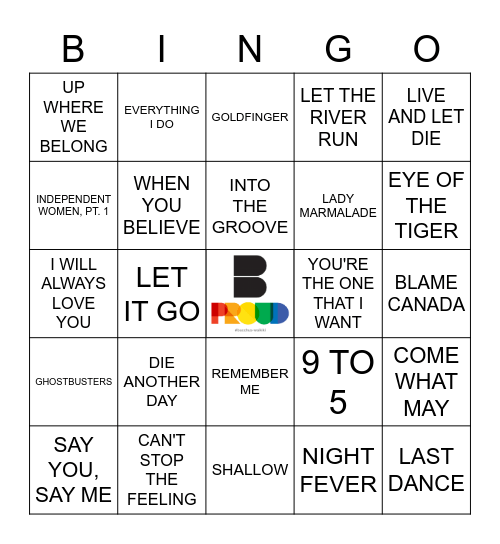 SONGS FROM MOVIES Bingo Card