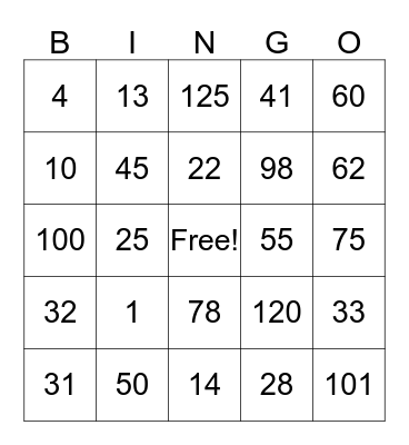NÚMEROS  Bingo Card