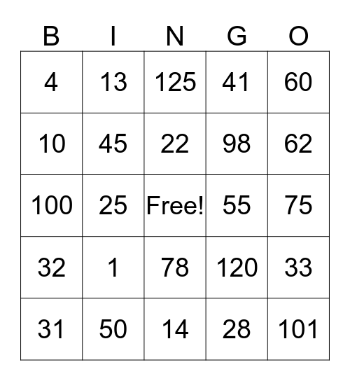NÚMEROS  Bingo Card