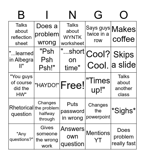 Brian Bingo! Bingo Card