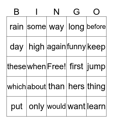 GLL BINGO Card