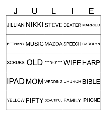 HAPPY 50TH BIRTHDAY!! Bingo Card