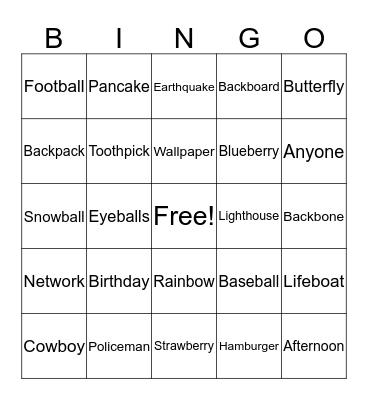 Thankgiving Bingo Card