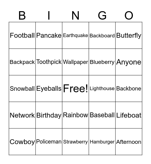 Thankgiving Bingo Card