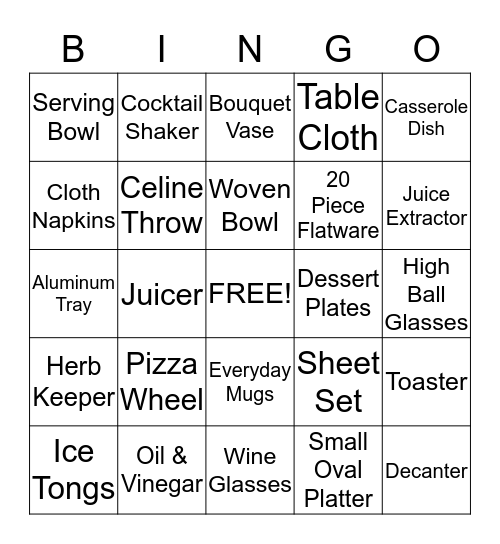 Lauren's Bridal Shower 2014! Bingo Card