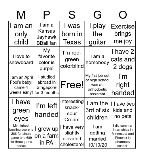 MPS- GO Bingo Card
